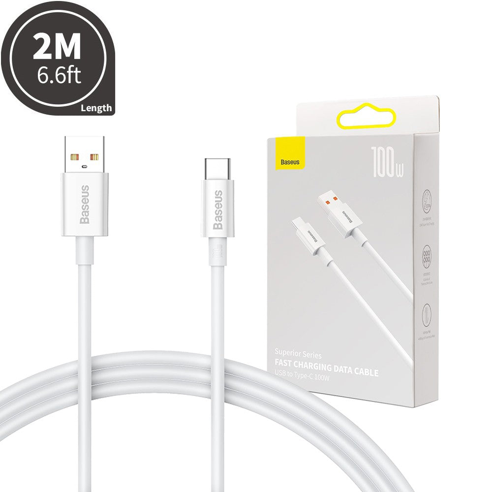 Baseus Superior Series Fast Charging Data Cable USB to Type-C 100W 2M-Whit