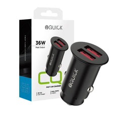 36W 2 Port Car Phone Charger Fast Charging Dual USB A Ports iQuick