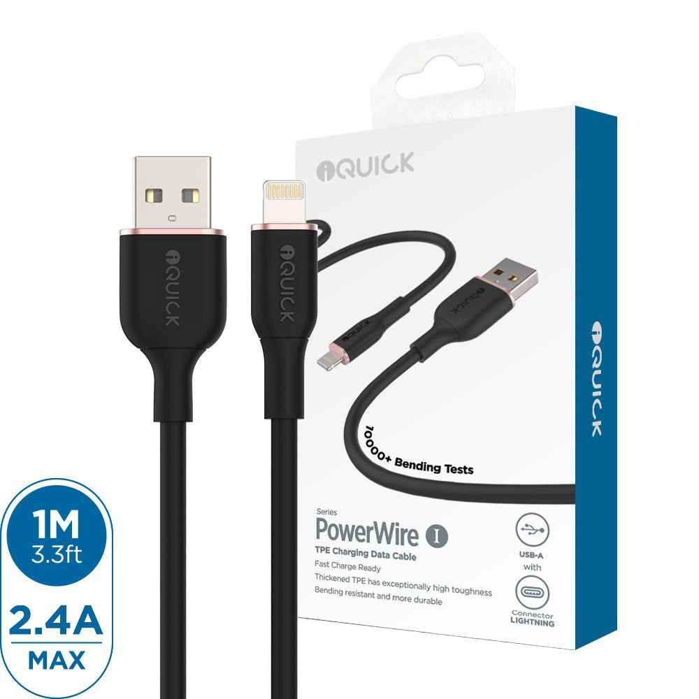 iQuick PowerWire 1 Series TPE Charging Date Cable USB to iP 1m