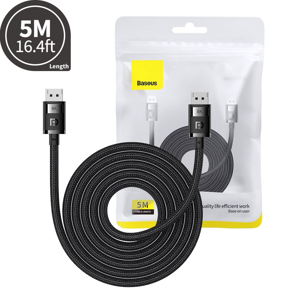 Baseus High Definition Series DP 8K to DP 8K Adapter Cable 5M-Cluster Black