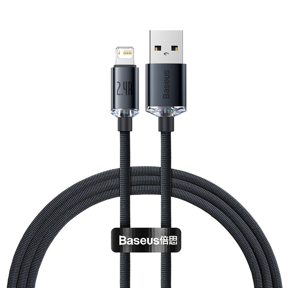 CW-FXP Baseus Crystal Shine Series Fast Charging Data Cable USB to iP 2.4A 1.2m-Black
