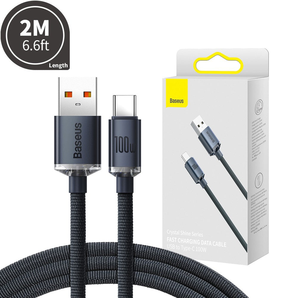 CW-FXP Baseus Crystal Shine Series Fast Charging Data Cable USB to Type-C 100W 2m-Black