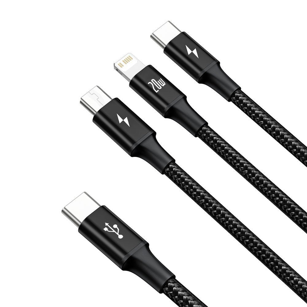 Baseus Rapid Series 3-in-1 Fast Charging Data Cable Type-C to C+L+C PD 20W 1.5M