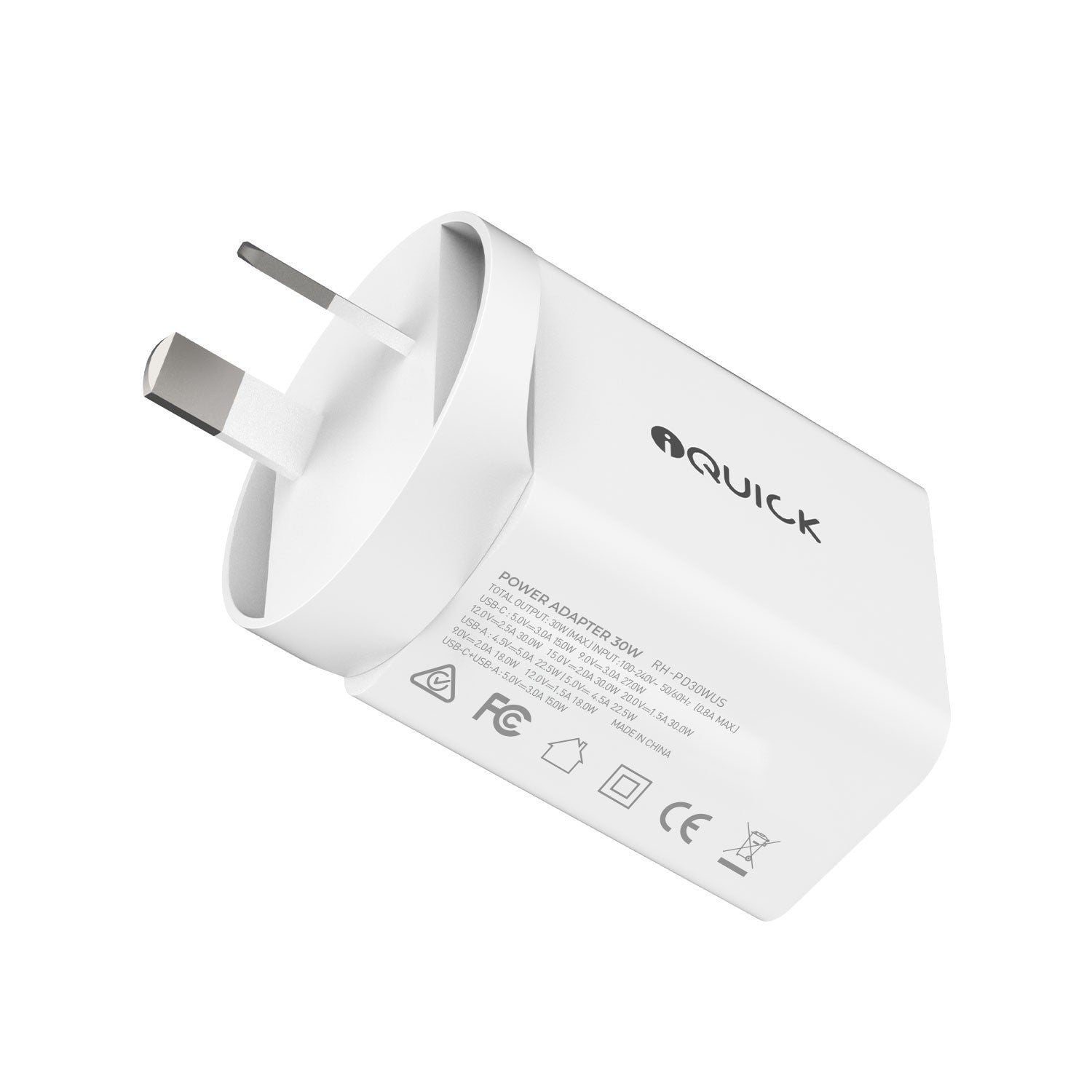 iQuick 30W PD3.0+QC3.0 Dual Ports Charging Adapter-White