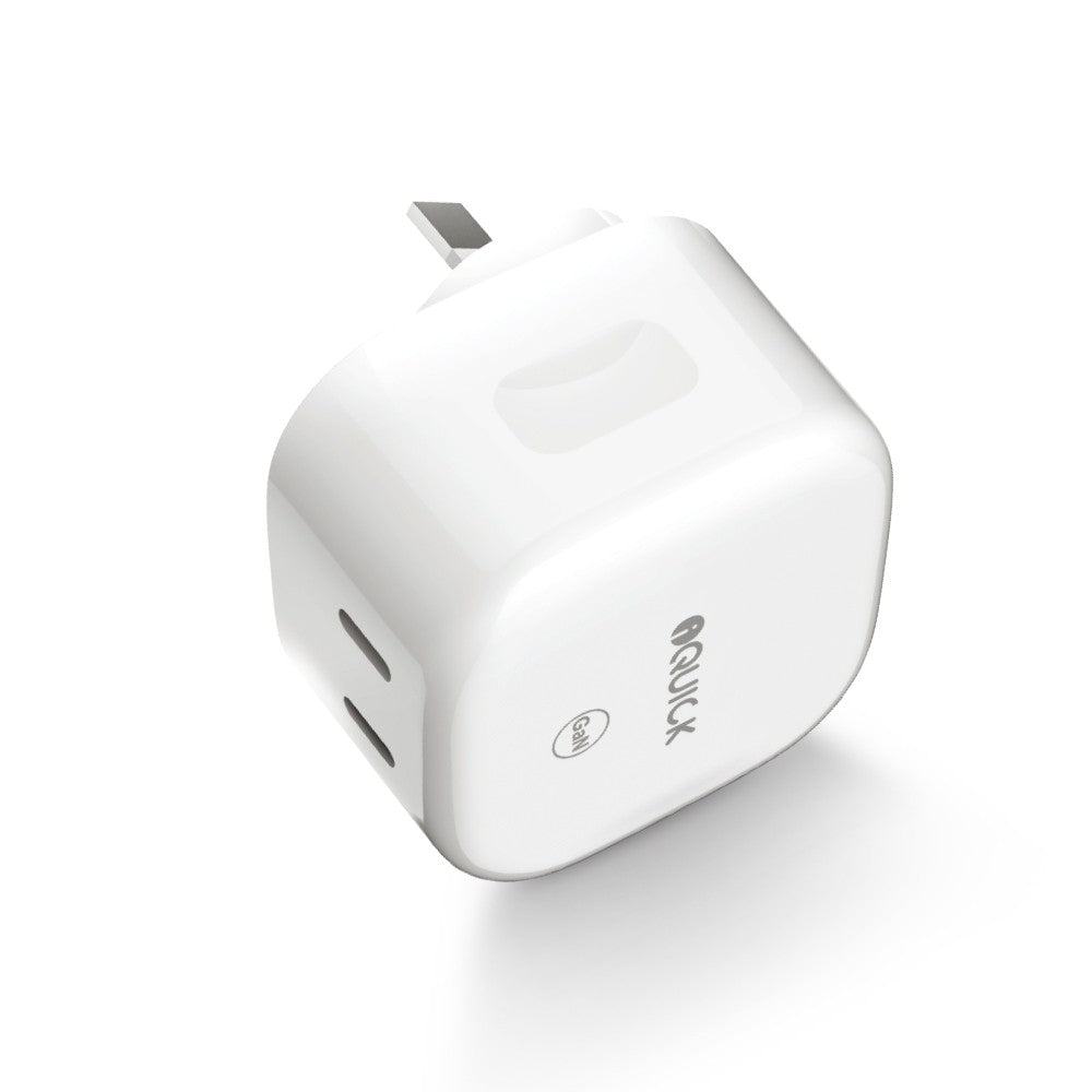 iQuick NANO Energy 1 35W USB-C Dual Ports Charging Adapter-White