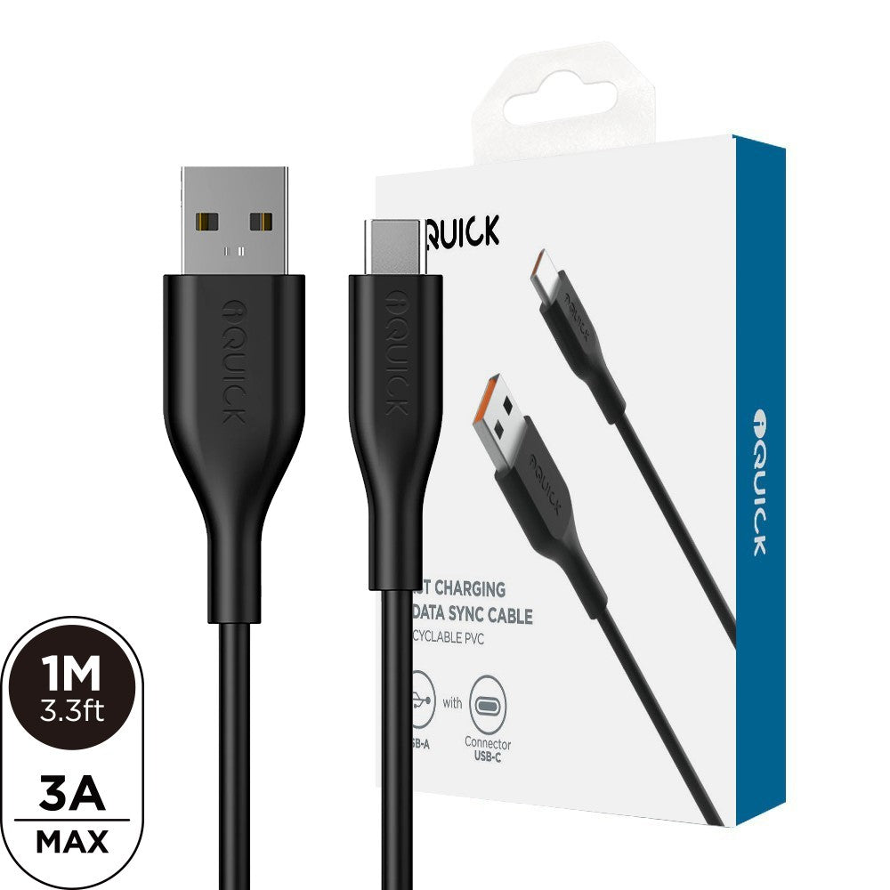 iQuick PVC USB-A to USB-C Fast Charging Cable 1M