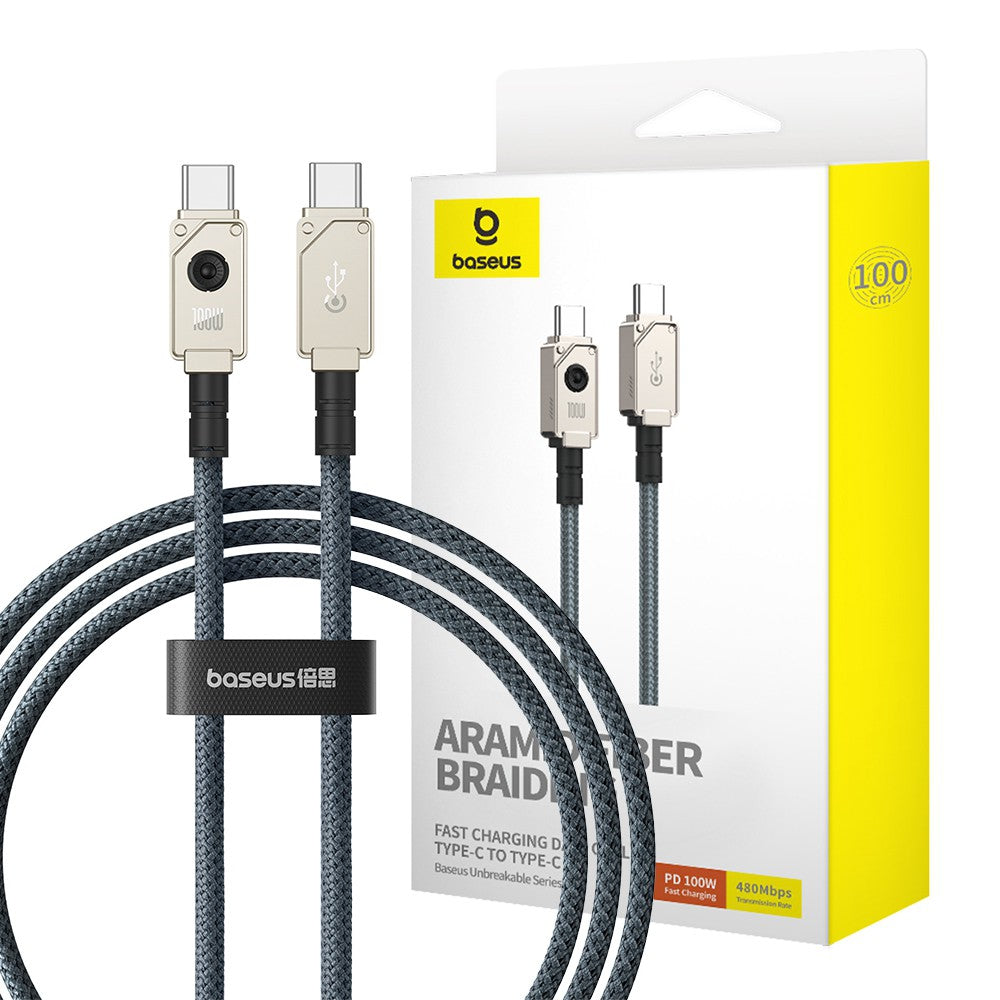 Baseus Unbreakable Series Fast Charging Data Cable Type-C to Type-C 100W 1m Compatible for iPhone 15 Series