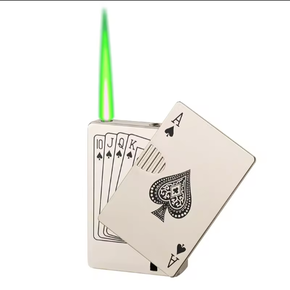 DEBANG New Creative Poker windproof lighter Green Flame lighter Cigarette gas lighter