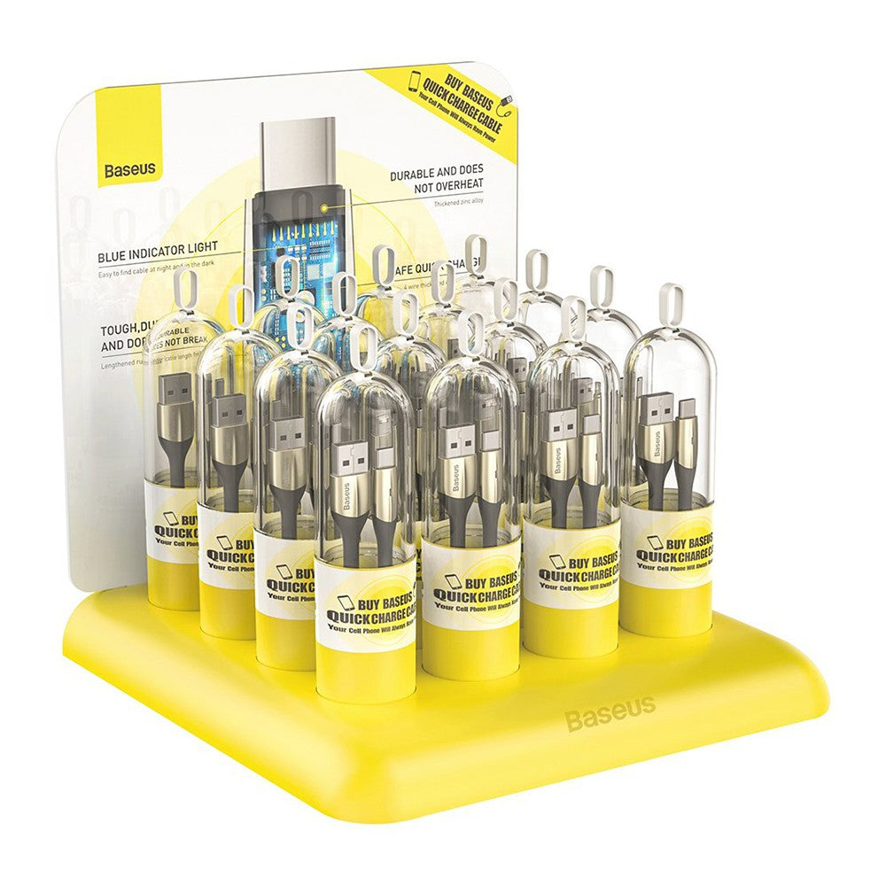 Baseus Horizontal Data Cable (With An Indicator Lamp) USB to Type-C 3A 1M Black Retail Sets (16PCS/Pack)