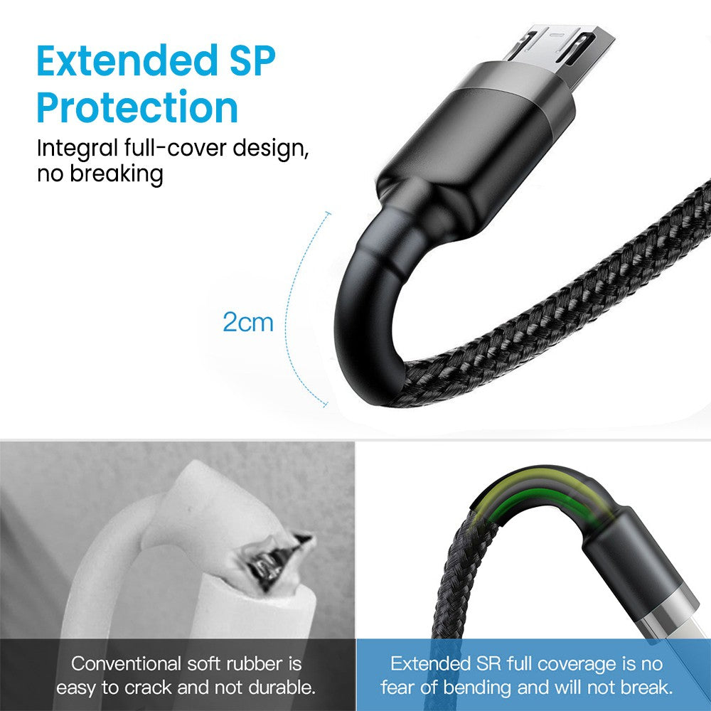iQuick Braided Double Side Insertion Micro USB to USB-A Fast Charging Cable 1M