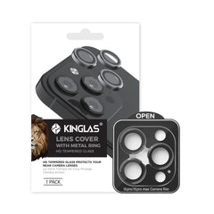 Kinglas Camera Lens Protector for iPhone 15 Pro / 15 Pro Max (Set of 3) Black - New