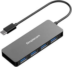 Simplecom CH340 Ultra Slim Aluminium USB-C to 4-Port USB 3.0 Hub – Brand New