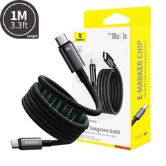 Baseus Tungsten Gold Magnetic Charging Cable USB-C to USB-C 100W (1m) - Cluster Black