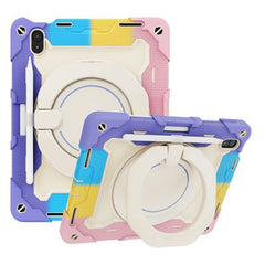 Armor Shockproof Handle Ring Rotation Case Cover for iPad (2022/2025) - Pink
