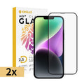 iPhone 13 / 13 Pro / 14 / 16E / 17E Kinglas 2 Packs 2.5D Full Coverage Silk Printing Black Edge Tempered Glass Screen Protector