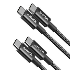 Anker USB-C to USB-C Cable for iPhone 15 Series – 3.3ft 60W Braided (2-Pack, Black) – Brand New