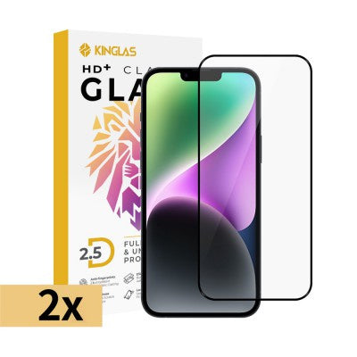 iPhone 16 Pro / 17 / 17 Pro Kinglas 2 Packs 2.5D Full Coverage Silk Printing HD+ Clarity Glass Screen Protector