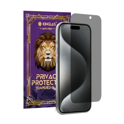 iPhone 15 / 15 Pro / 16 Kinglas Privacy Tempered Glass Screen Protector