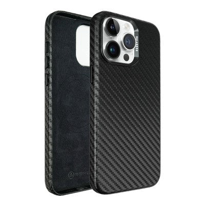 Redefine Metal Camera Lens PU Leather Magnetic Case for iPhone 15 Pro Max Carbon Fiber - New