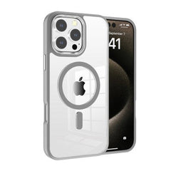 iPhone 16 Pro Max Redefine Metal Camera Lens Transparent Case Cover With Magnetic Ring - （Grey）