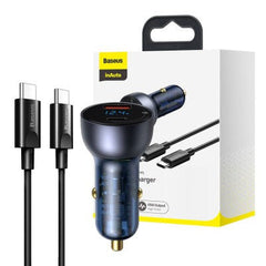Baseus Particular Digital Display QC+PPS Dual Quick Charger Car Charger 65W(Type-C to Type-C 100W Cable, 1m)