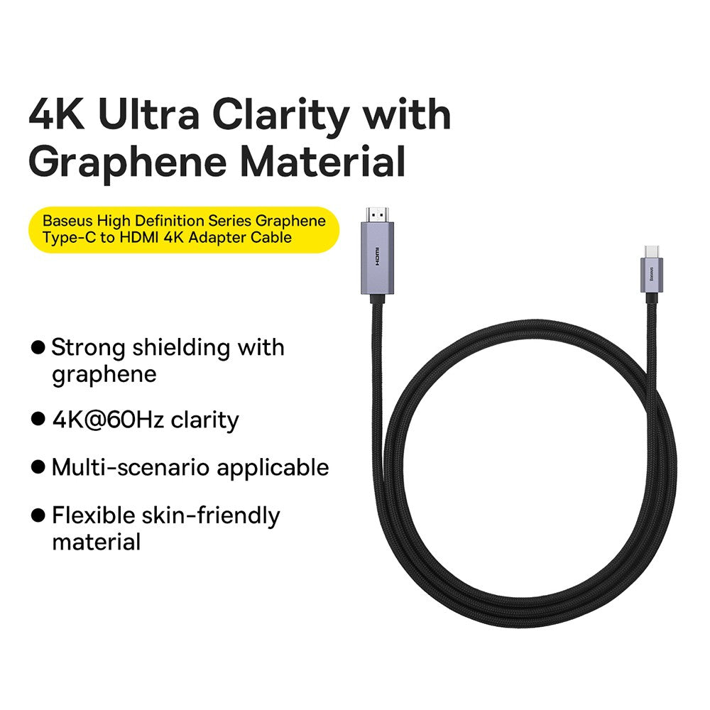 Baseus High Definition Series Graphene Type-C to HDMI 4K Adapter Cable 1M-Black