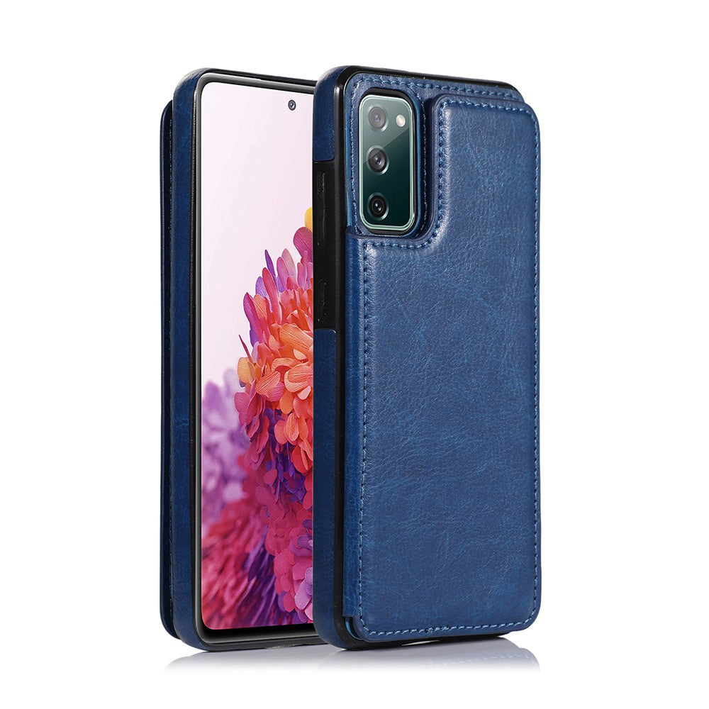Back Flip Leather Wallet Cover Case for Samsung Galaxy S20 FE 5g Dark Blue