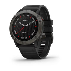 Garmin Fenix 6X Pro Solar GPS Smart Sports Watch (Titanium Carbon Gray DLC with Black Band) - Excellent Condition