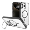 iPhone 16 REDEFINE Lens Flip Stand Transparent Case Cover With Magnetic Ring (Black)