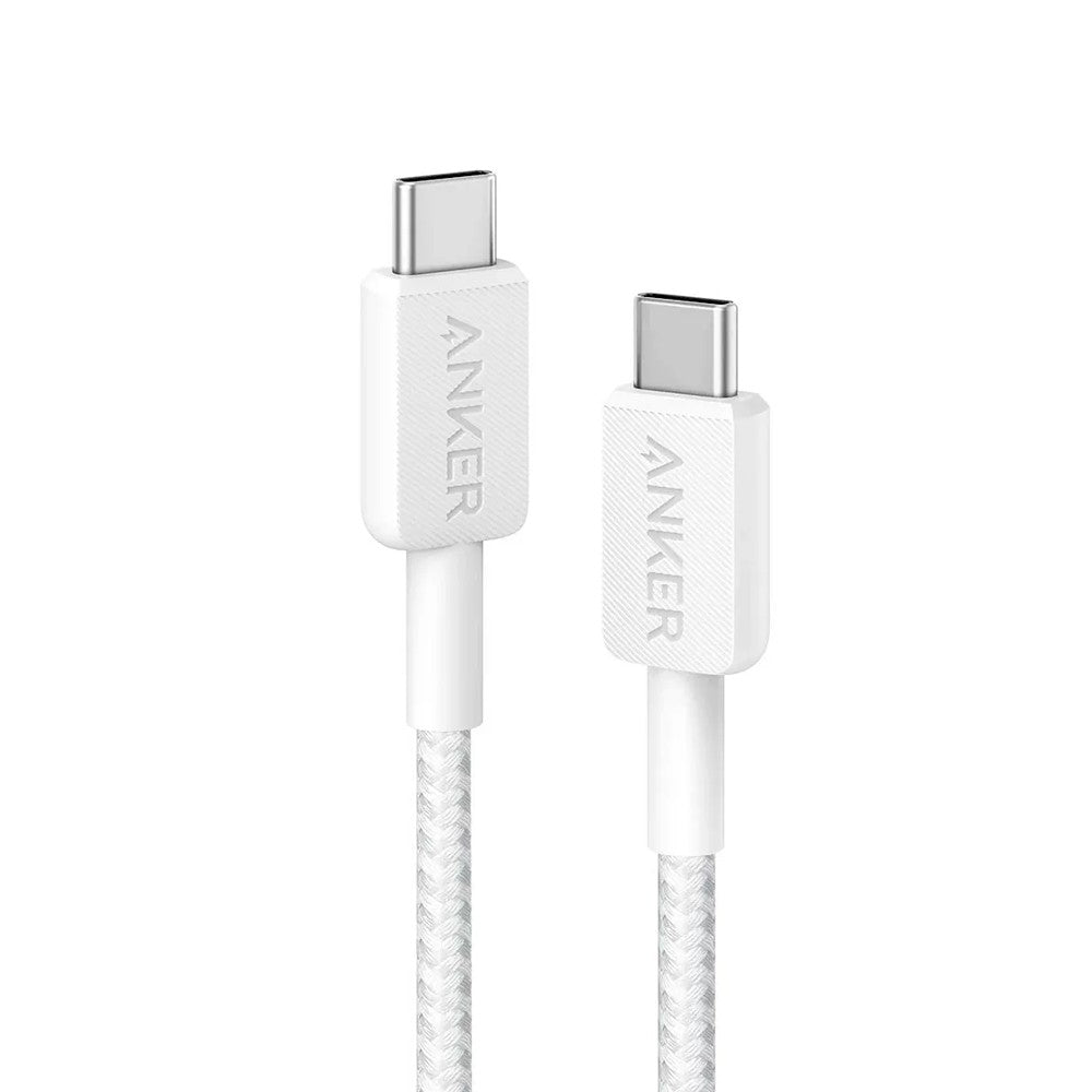 Anker 322 USB-C to USB-C Cable Compatible for iPhone 15 Series-White (3ft Braided) (A81F5H21)