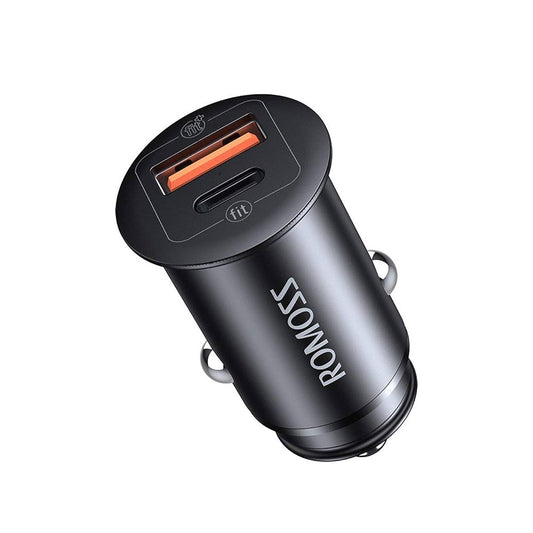 Romoss AU30T 30W USB & Type C Port Quick Charge 3.0 PD Car Adapter