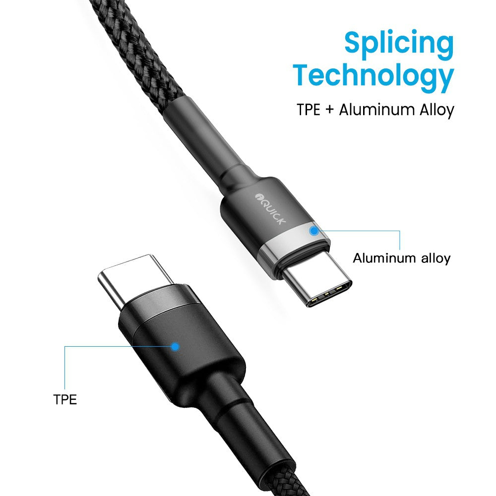 iQuick Braided USB-C to USB-C Fast Charging Cable 0.3M Compatible for iPhone 15 Series