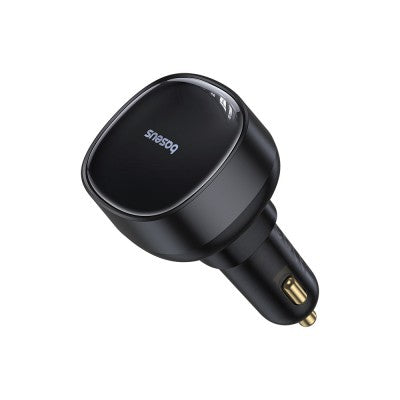 Baseus Enjoyment Pro Car Charger U+Retractable Type-C Cable 60W-Cluster Black