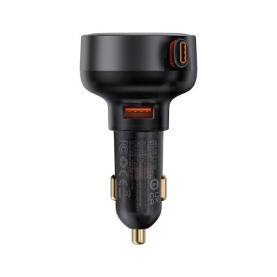 Baseus Enjoyment Pro Car Charger U+Retractable Type-C Cable 60W-Cluster Black