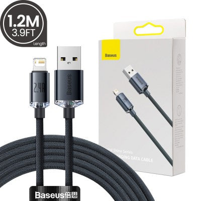 CW-FXP Baseus Crystal Shine Series Fast Charging Data Cable USB to iP 2.4A 1.2m-Black