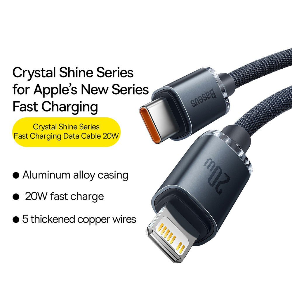 CW-FXP Baseus Crystal Shine Series Fast Charging Data Cable Type-C to iP 20W 2m-Black