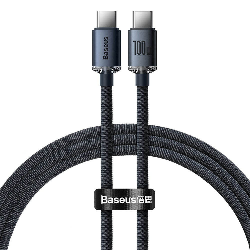 CW-FXP Baseus Crystal Shine Series Fast Charging Data Cable Type-C to Type-C 100W 1.2m-Black Compatible for iPhone 15 Series