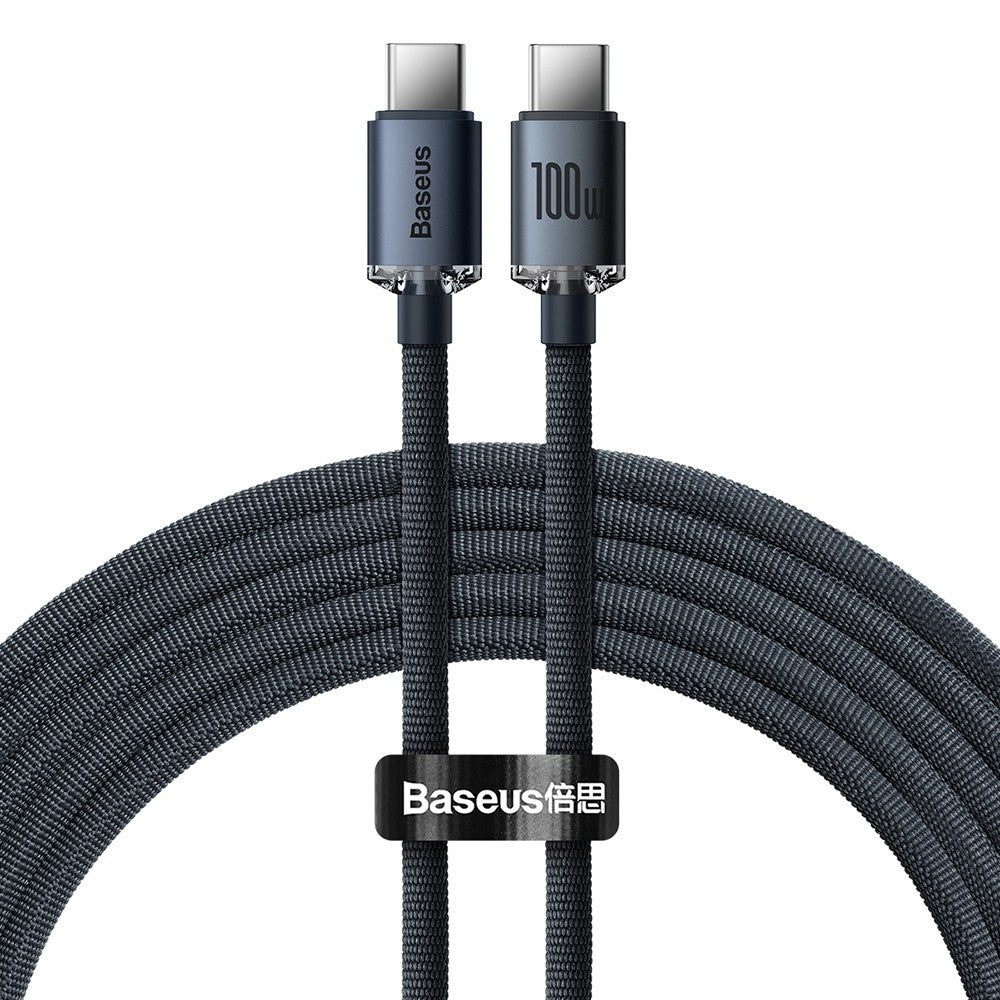 CW-FXP Baseus Crystal Shine Series Fast Charging Data Cable Type-C to Type-C 100W 2m-Black Compatible for iPhone 15 Series