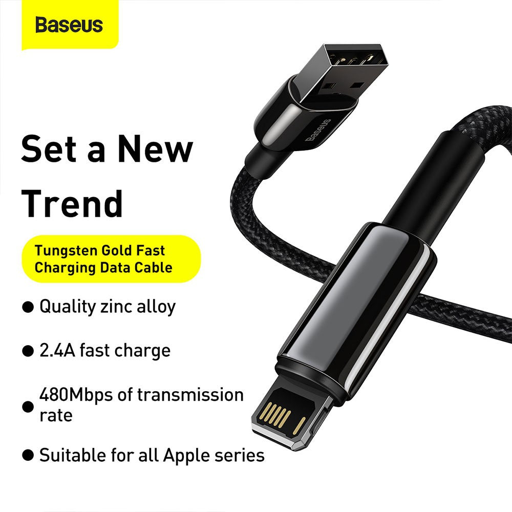 Baseus Tungsten Gold Fast Charging Data Cable USB to iP 2.4A 1m