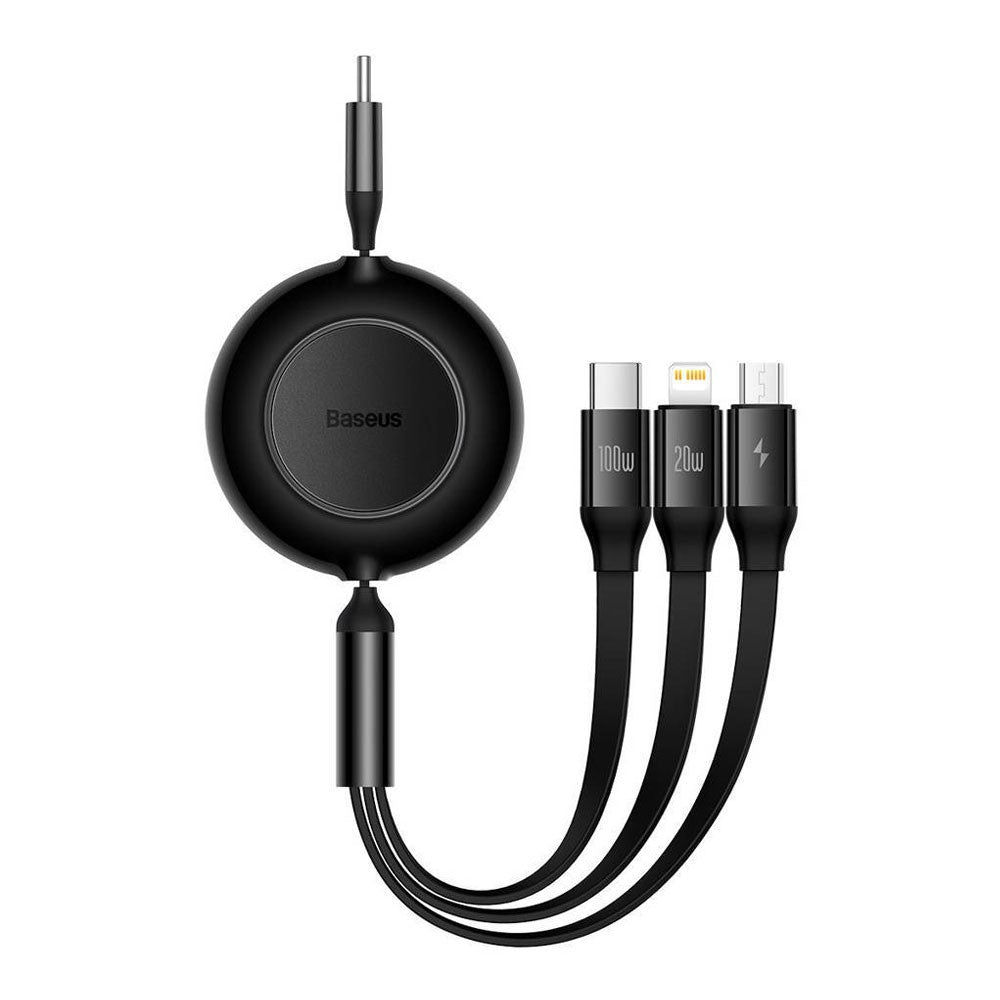 Baseus Bright Mirror 2 Series Retractable 3-in-1 Fast Charging Data Cable Type-C to M+L+C 100W 1.1m