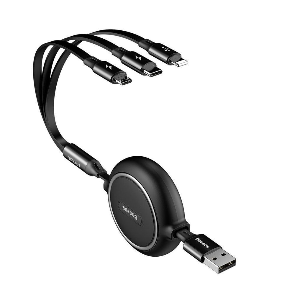 Baseus Golden Loop Retractable 3 in 1 USB Cable 3.5A (35cm-120cm)