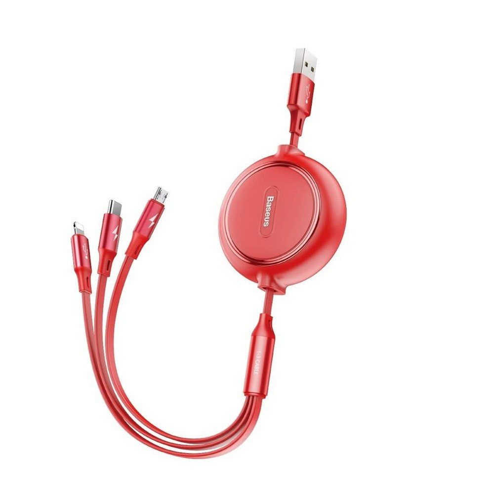 Baseus Golden Loop Retractable 3 in 1 USB Cable 3.5A (35cm-120cm)