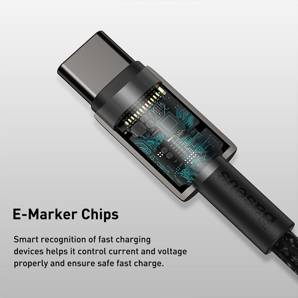 Baseus Tungsten Gold Fast Charging Data Cable Type-C to Type-C 100W 2M Compatible for iPhone 15 Series