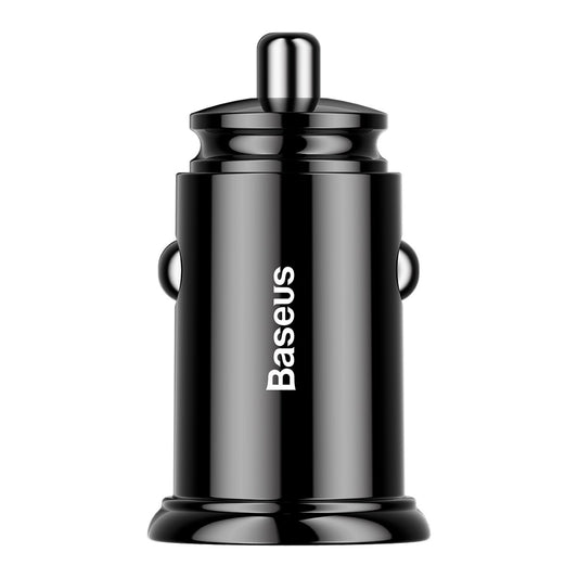 Baseus Circular Plastic A+A 30W Dual QC3.0 Quick Car Charger-Black
