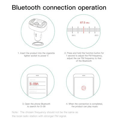 Baseus T Typed S-09A Bluetooth MP3 Car Charger (Standard edition)-Black