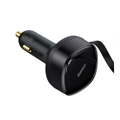 Baseus Enjoyment Retractable 2-in-1 Car Charger C+L 30W-Black