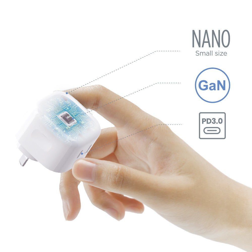 iQuick NANO Energy 1 35W USB-C Dual Ports Charging Adapter-White