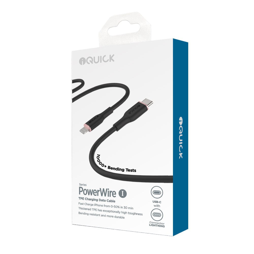 iQuick PowerWire 1 Series TPE Charging Date Cable Type-C to iP 0.5m