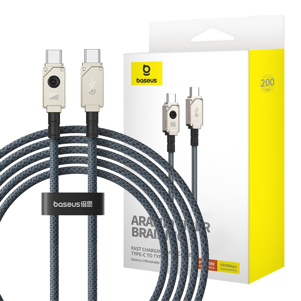 Baseus Unbreakable Series Fast Charging Data Cable Type-C to Type-C 100W 2m Compatible for iPhone 15 Series