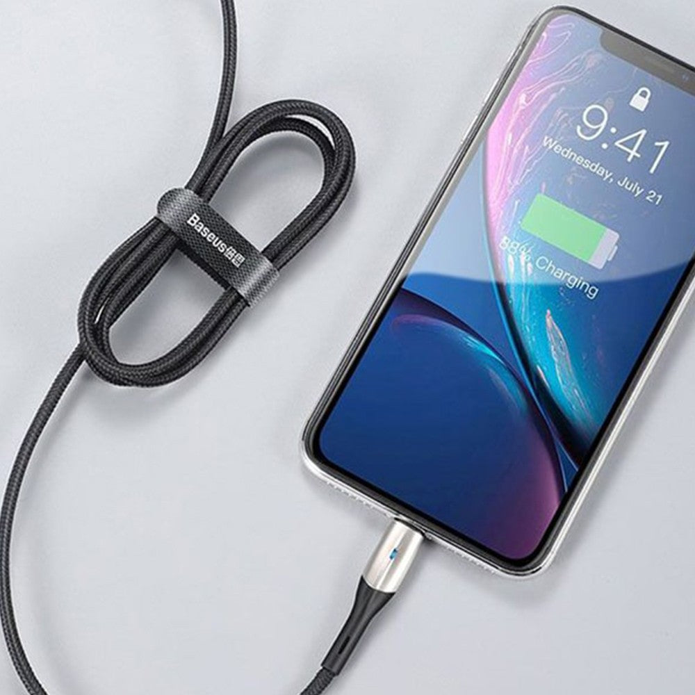 Baseus Horizontal Data Cable (With An Indicator Lamp) USB to iP 2.4A 1M Black Retail Sets (16PCS/Pack) (English Version)